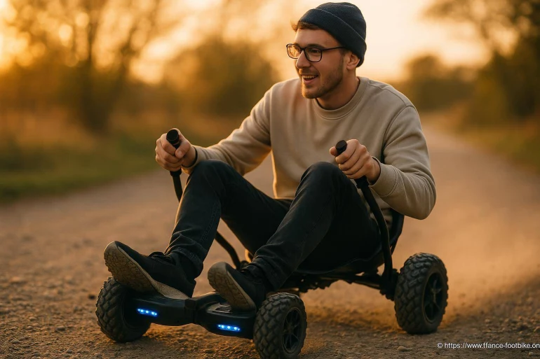 Jeune homme sur hoverkart tout terrain