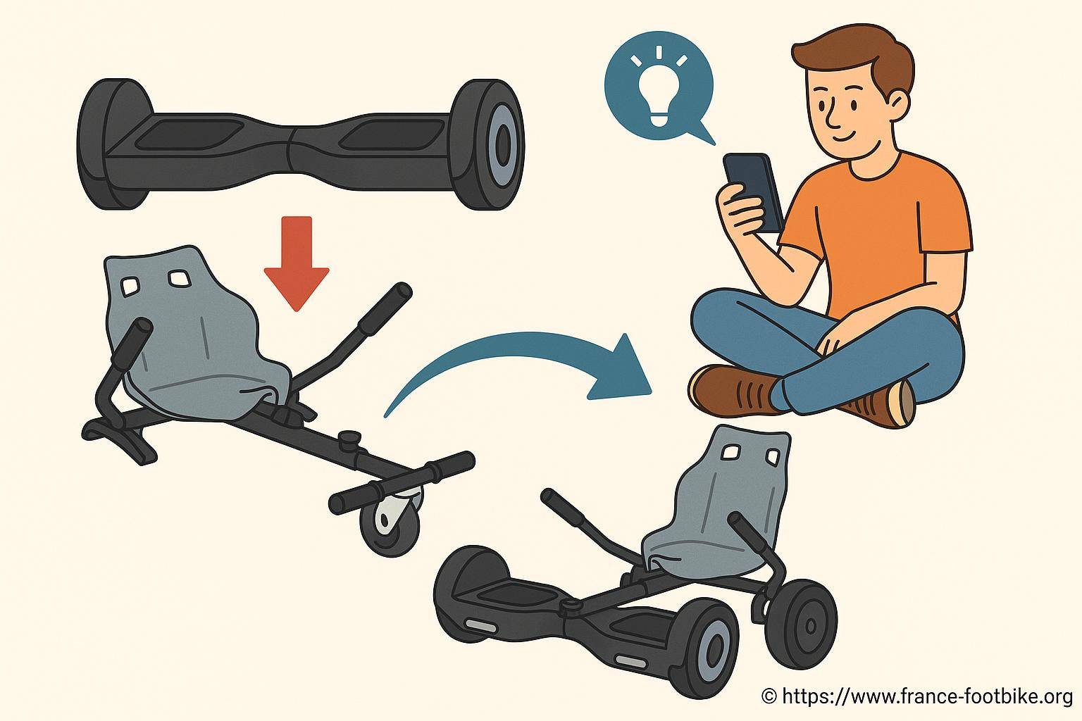 Montage hoverboard avec siège kart