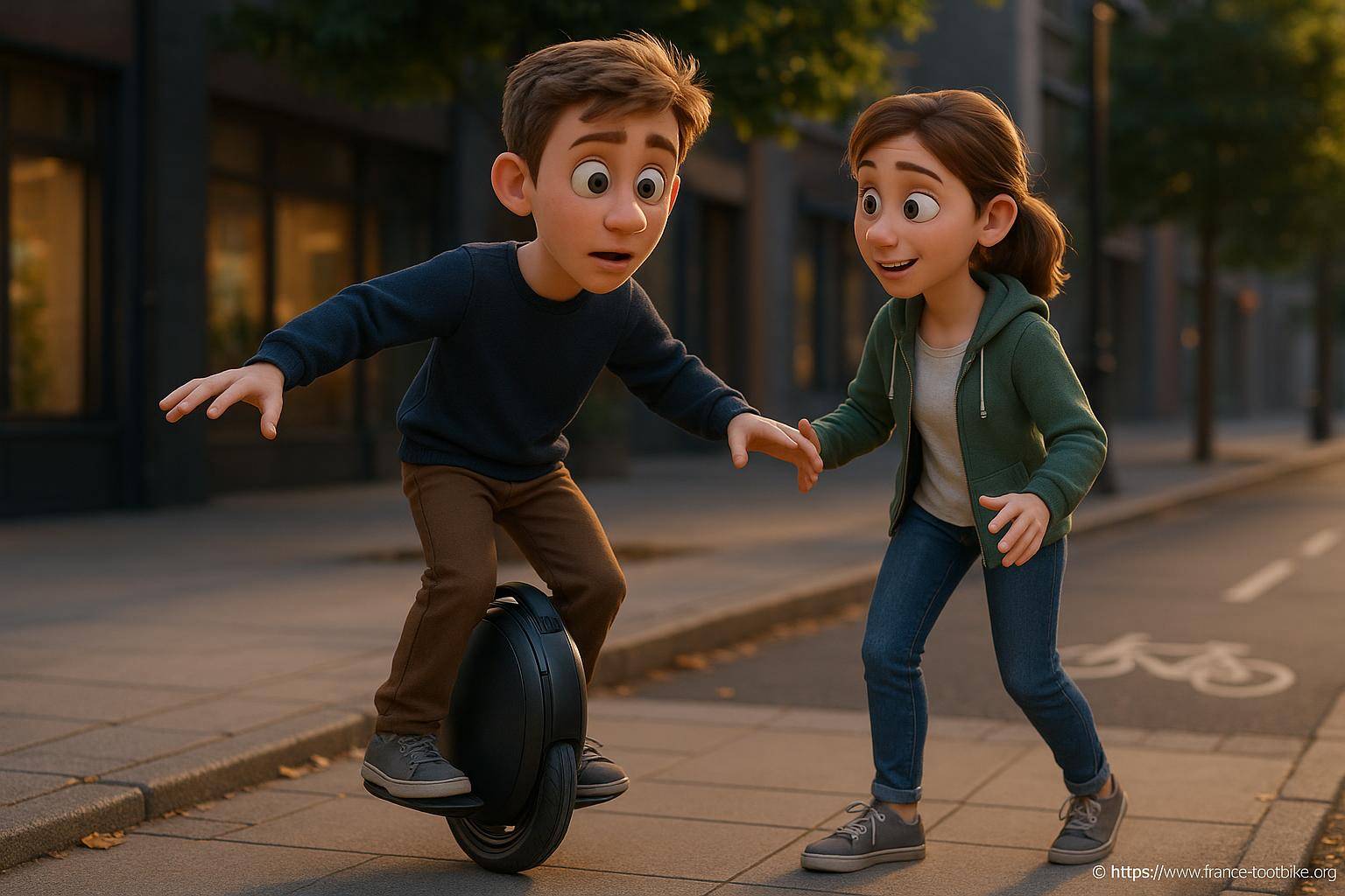 Adolescents essayant un monocycle électrique